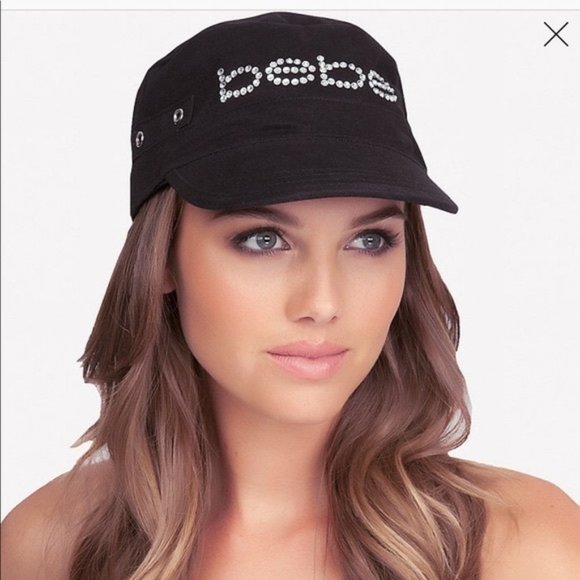 🔥HOT ITEM🔥 Sexy Black Logo Rhinestone Cadet Hat